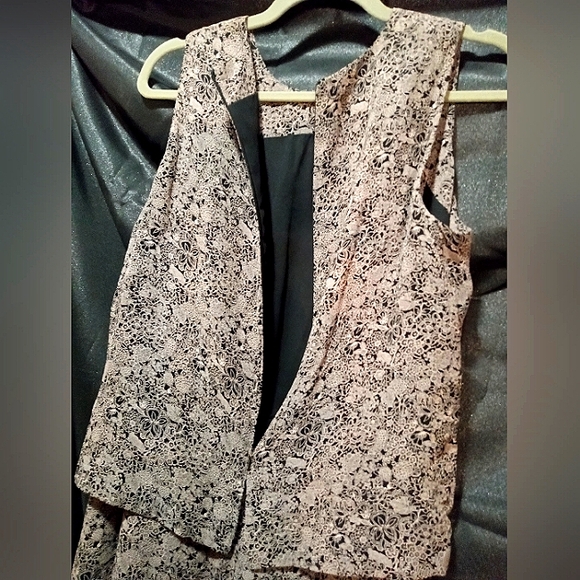 FINAL PRICE DROP Vintage Jones New York Taupe/Black Floral Lace Dress Size 16 - Picture 6 of 10